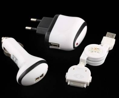 HIGH QUALITY 3-IN-1 CHARGER FOR IPOD & IPHONE