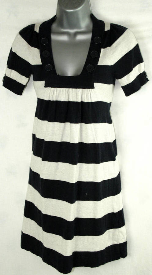 TOPSHOP blue cream stripe longer top / minidress size 6