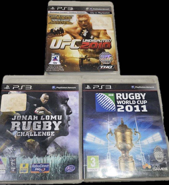 PS3 3 GAMES FOR ONE BID UFC 2010/JONAH LOMU RUGBY CHALLENGE. RUGBY WORLD CUP 2011
