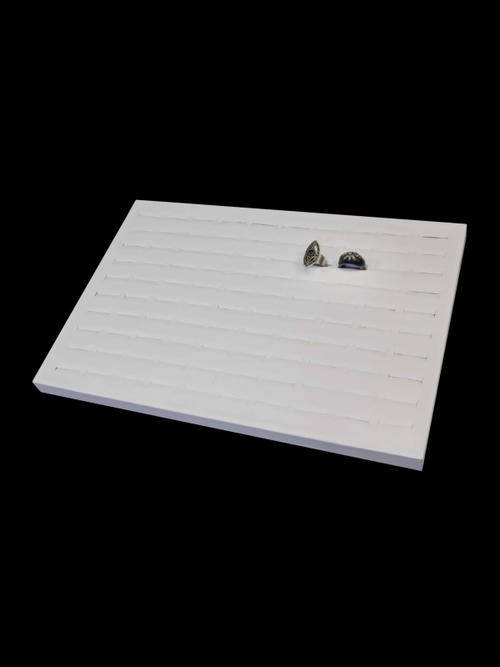 High End Slanted White Imitation Leather Ring Display Tray