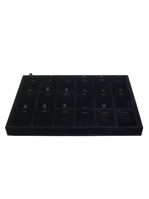 High End 18 Compartment Black Velvet Display Tray