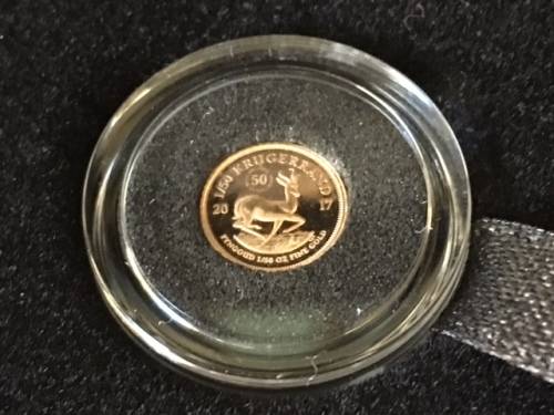 # 2017 FINE GOLD 22 K. 1/50TH Oz. KRUGERRAND 50th ANNIV. SEALED, PRIVY MARK, COA, SA MINT BOXES! @R1