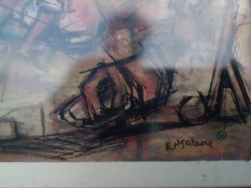 Painting signed  (Ephraim Mojalife Ngatane)  born 1938-1943