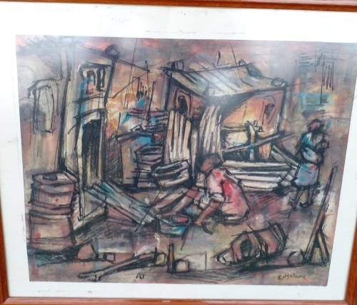 Painting signed  (Ephraim Mojalife Ngatane)  born 1938-1943
