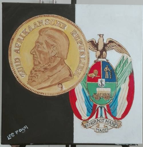 Oil Painting of ZAR Single 9 Coin with ZAR Crest by SA Artist Les Foyn - Approx 51x51cm