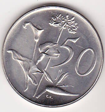 1966 Afrikaans 50 cents in UNC grade