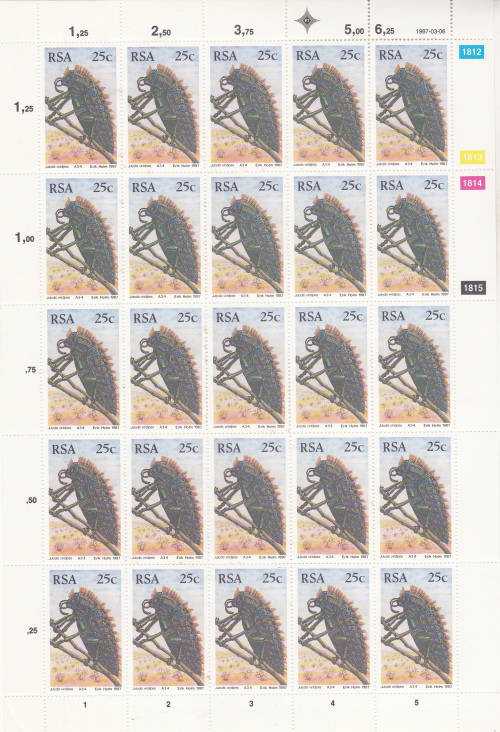 1987 S A Beatles Full sheets of 25 each 14c,20c,25c,35c MNH SACC 620-23 FV R23.50