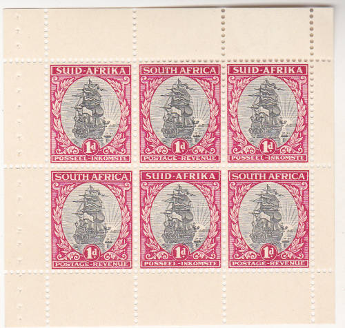 1937 Union 1d Booklet no11 pane of 6 MNH  Upright Wm