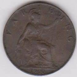 1900 Great Britain farthing in EF grade