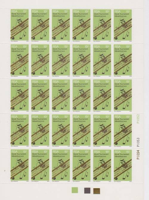 1976 RSA  S A Winners of World Bowls Champs Full sheet of 25 MNH SACC 400
