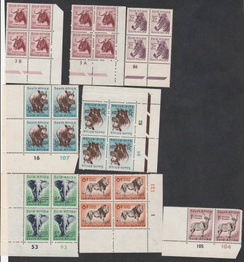 1954 and UNION Def Issue control Blocks 1d,2d,3d,4d,6d,1s AS per scan SACC 454,153,154,155,157,158