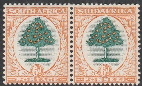 1927 UNION 6d pair MNH SACC 31P CV R3500 RARE STAMP