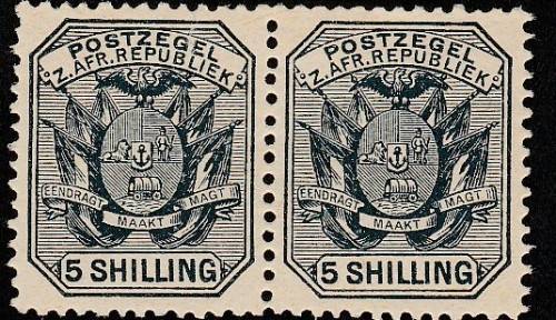 1895 Transvaal 5 shillings  pair MNH SACC 217 CV R1800
