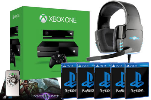XBOX ONE or 5 PS4 Games or GAMING HEADSET...Your Choice !!!