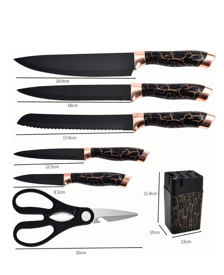 Non-Stick Coated 7 Pieces Knife Set For Home & Kitchen