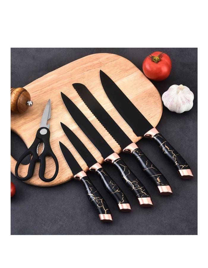 Non-Stick Coated 7 Pieces Knife Set For Home & Kitchen