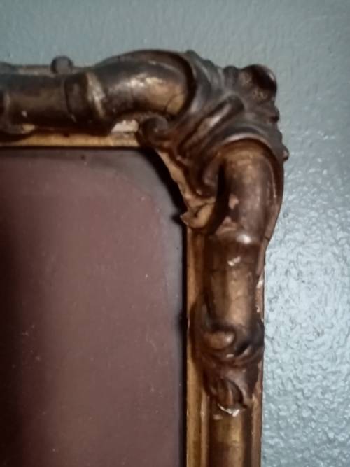 VERY OLD PORTRAIT OF A VIOLIN PLAYER BEHIND GLASS