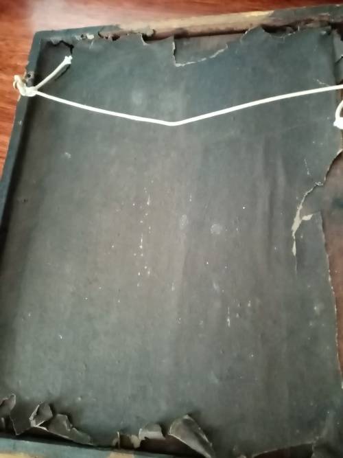 VERY OLD PORTRAIT OF A VIOLIN PLAYER BEHIND GLASS