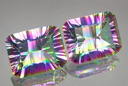 Supremely Pair!! 8.50ct  Rich Concave Rainbow Mystic Topaz - BRAZIL