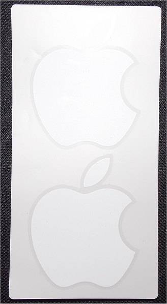 2x Genuine Apple Logo Stickers (White with Transparent Edge)