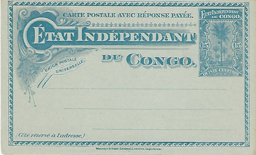 Congo unused postcard - with 'BANANA 1898' cancel... reverse blank
