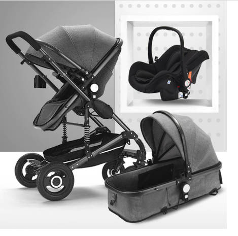 Baby Stroller 3 in 1  Baby Stroller Luxury Travel Pram Carriage Basket Baby Car seat and Str