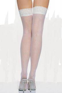 WHITE WITH LACE TOP THIGH HIGH STOCKINGS