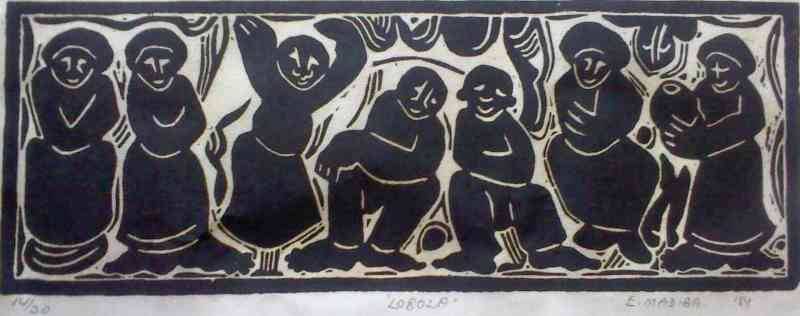 Investment in E.Madiba - Original 1984 WOODCUT PRINT  14/20 (Lobola)