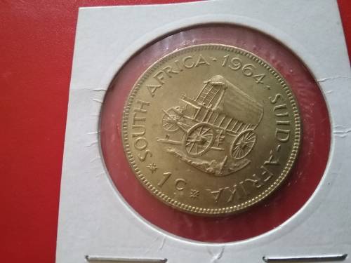 1964 JAN VAN RIEBEECK "EENDRAG MAAK MAG" ONE CENT WITH OSSEWA.