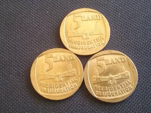 3 x 1994 PRESIDENTIAL INAUGURATION R5 COINS. BID PER COIN.