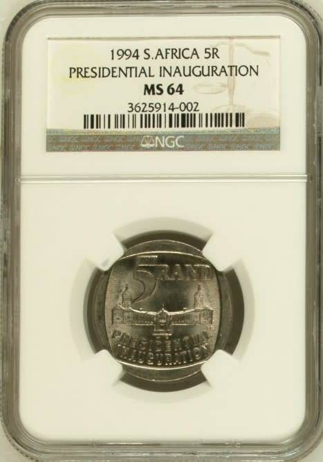 MS64 ** 1994 MANDELA INAUGURATION  NGC GRADED**BUILDINGS IN FRONT**SCARCE GRADE!
