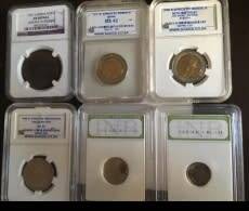 6 x SLABBED COINS. SEE IMAGES. 2011, 2008, 1998, 1994, 1951. BID PER COIN FOR THE LOT.