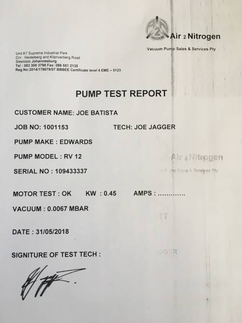 Edwards high vacuum pump (RV12)