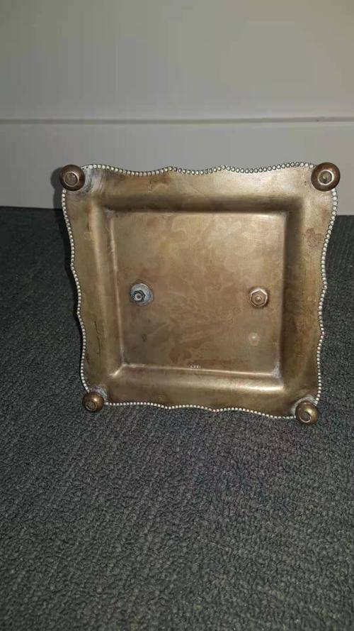 All glass salt, pepper vinegar and olive oil set- silver plated