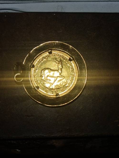 1976 gold R1.00 in 9 Ct Gold Bezel
