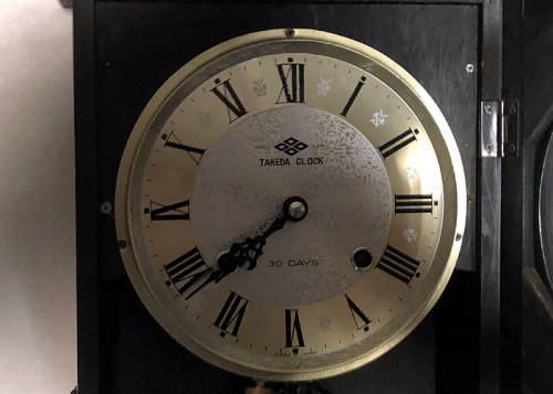 WOODEN WALL CLOCK, 30 DAY WINDING WITH PENDULUM