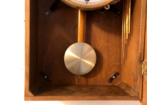 ANTIQUE WOODEN WALL CLOCK, HERMLE WESTMINSTER CHIME