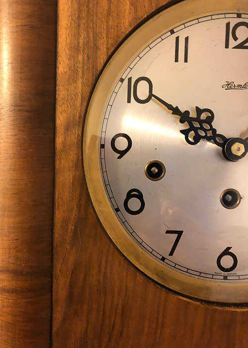 ANTIQUE WOODEN WALL CLOCK, HERMLE WESTMINSTER CHIME