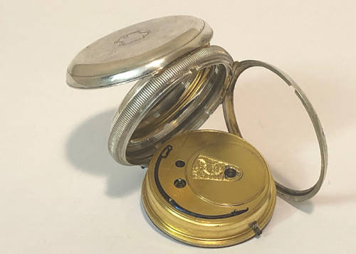 ANTIQUE POCKET WATCH, FUSEE MOVEMENT, KEY WINDING, SILVER CASE MADE IN CHESTER, UK, IN 1867