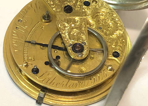 ANTIQUE POCKET WATCH, FUSEE MOVEMENT, KEY WINDING, SILVER CASE MADE IN CHESTER, UK, IN 1867