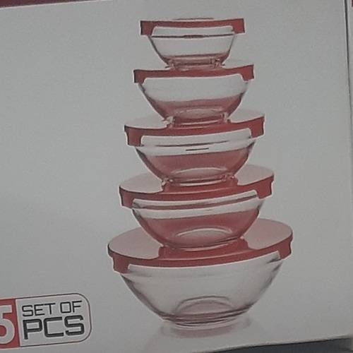 *New Stock* 5 Piece Glass Bowl Set, with Lids