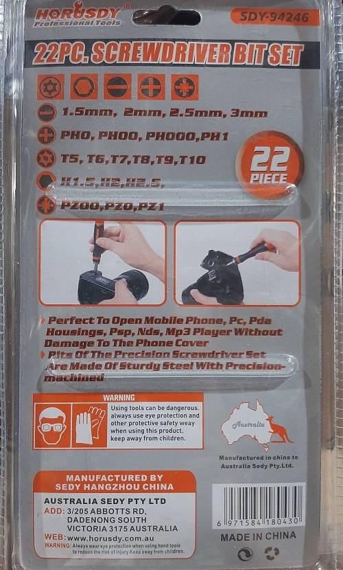 22 Piece Screwdriver Bit Set with Strong Carry Bag