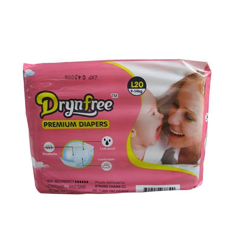 9-14kg DrynFree Premium Diapers - 20 Piece large nappies, Takealot price R109