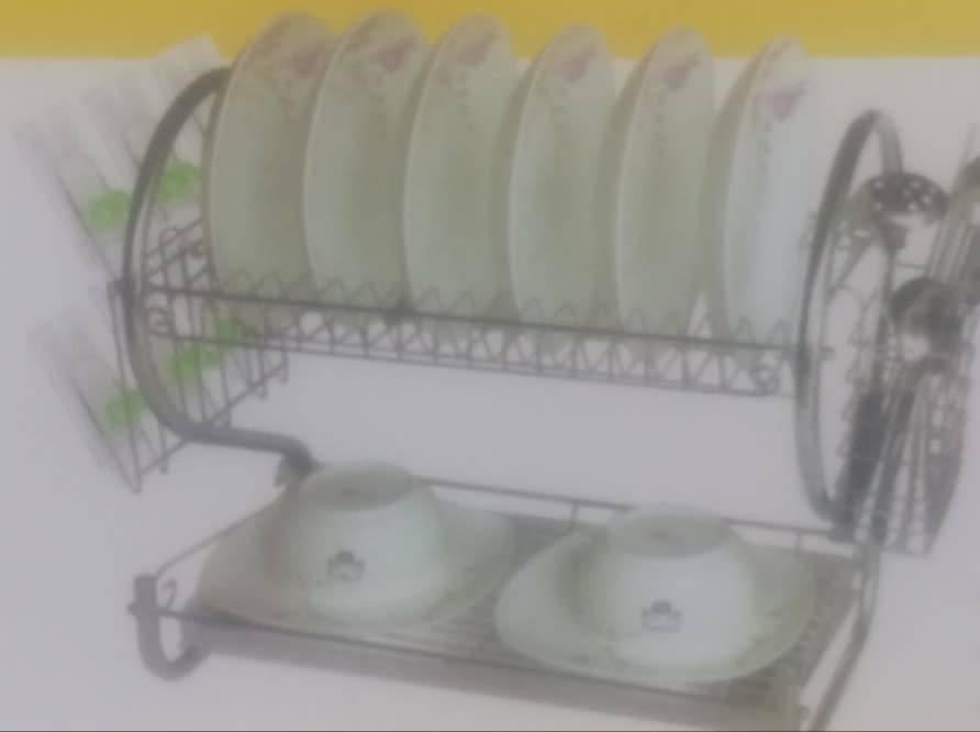 2-Layer Dish Drainer Rack, with tray, Glass Hanger, Cutlery Holder, durable steel, chrome Plated