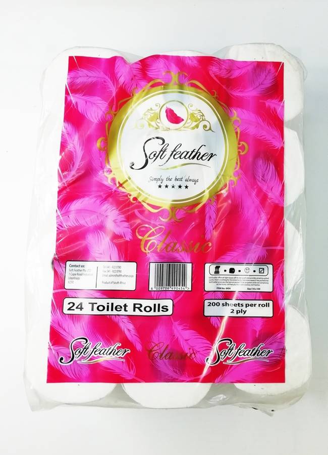 24 Pack Soft 2 Ply Toilet Rolls Soft Feather