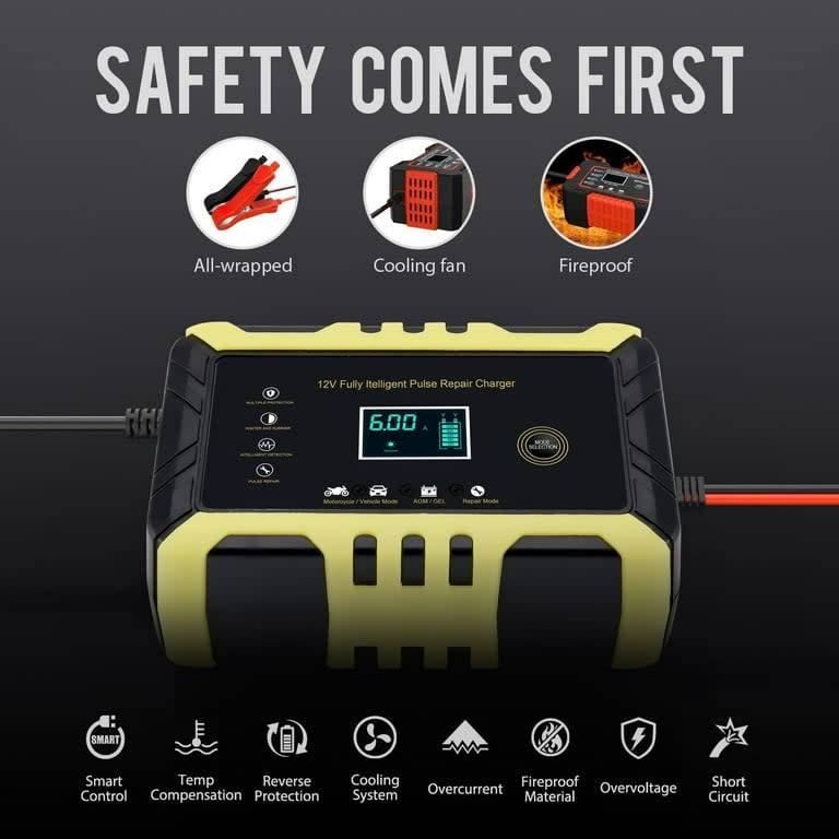 12V Intelligent pulse repair charger, LCD display, overvoltage protection, full power auto stop