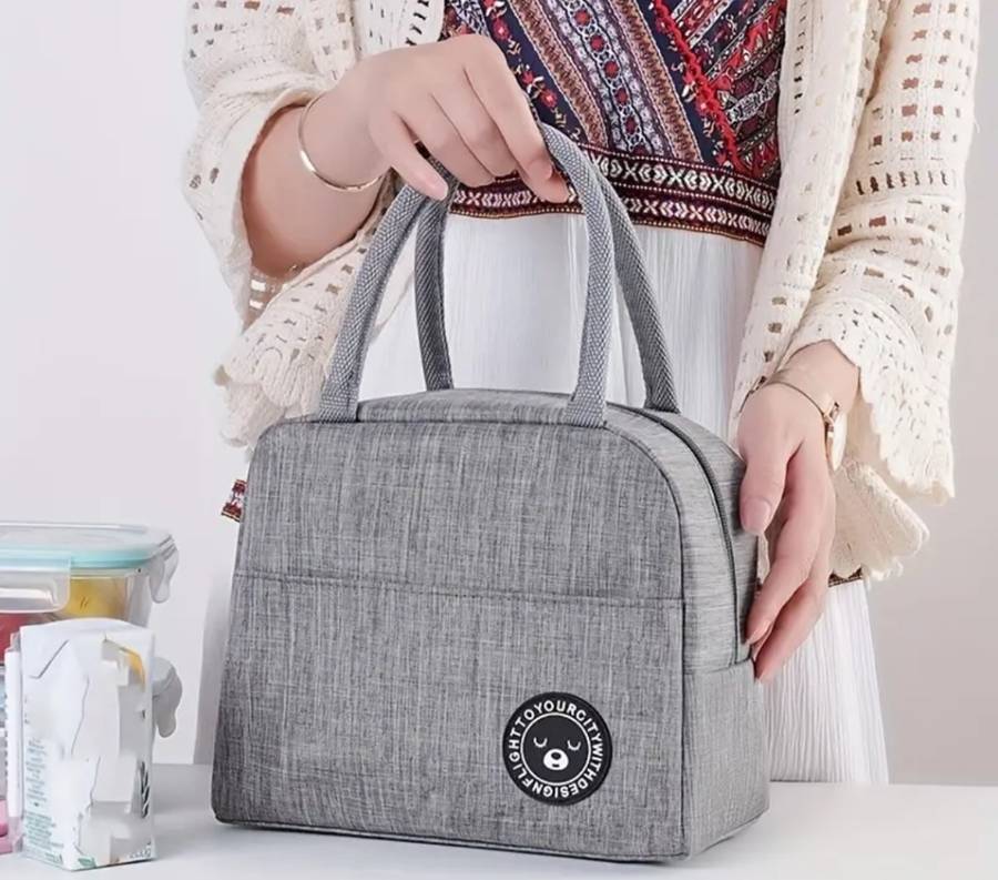 Insulated Lunch Bag Tote with Round Shape, Large Capacity, Hand Washable Polyester Material