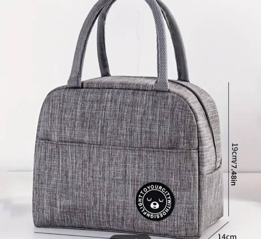 Insulated Lunch Bag Tote with Round Shape, Large Capacity, Hand Washable Polyester Material