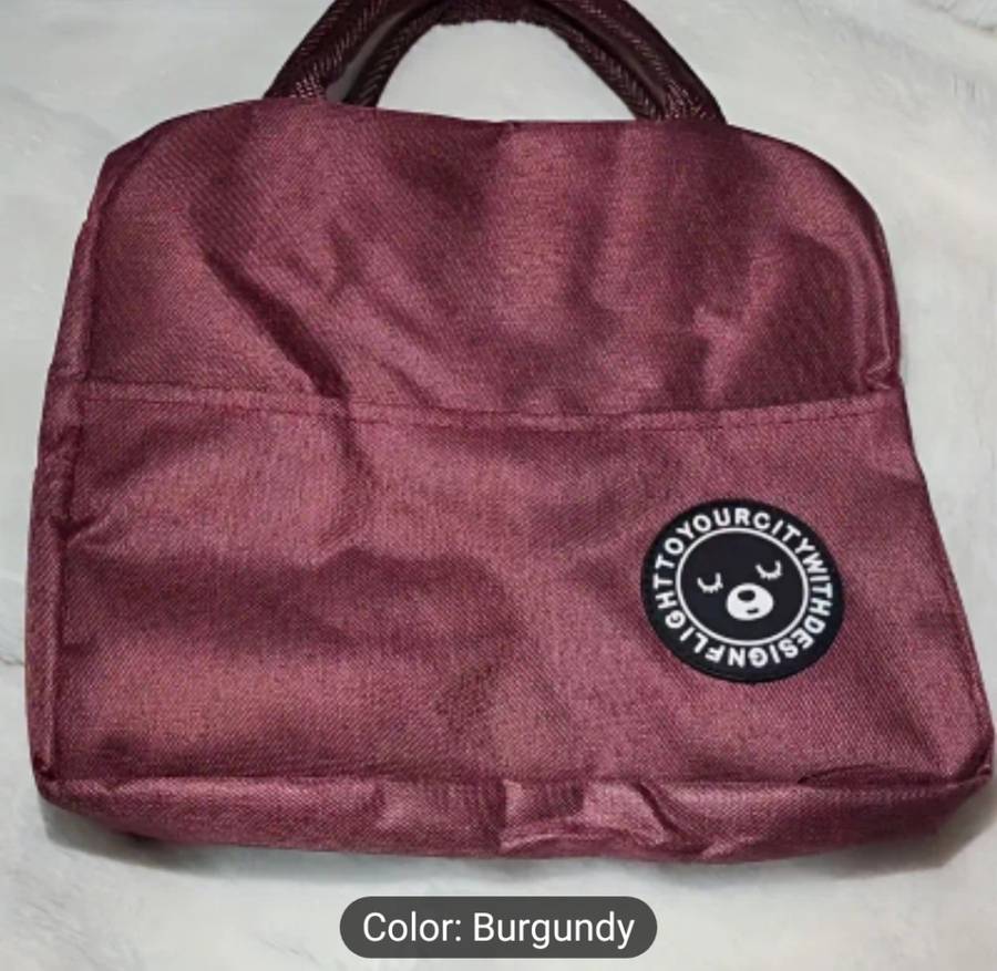Insulated Lunch Bag Tote with Round Shape, Large Capacity, Hand Washable Polyester Material