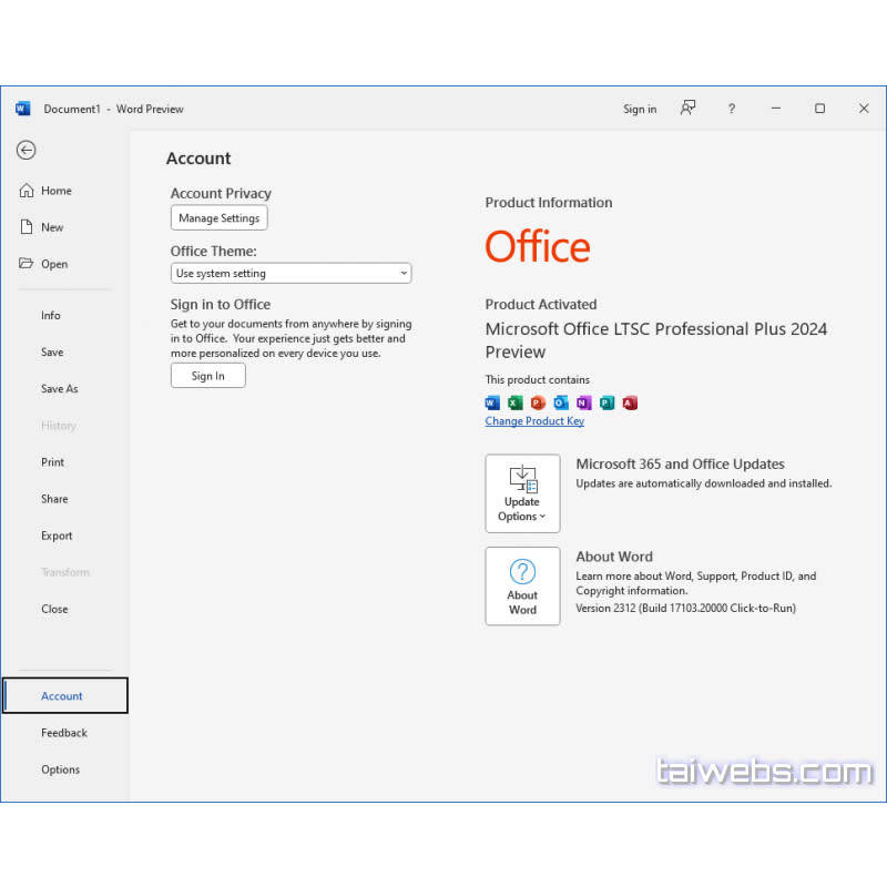Microsoft Office 2024 Professional Plus 2312 Build 17103.20000 Preview LTSC Office application 2024